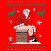 Santa Pooping Down The Chimney Ugly Christmas Sweater Meaningful Gift Santa Hat thumb 1