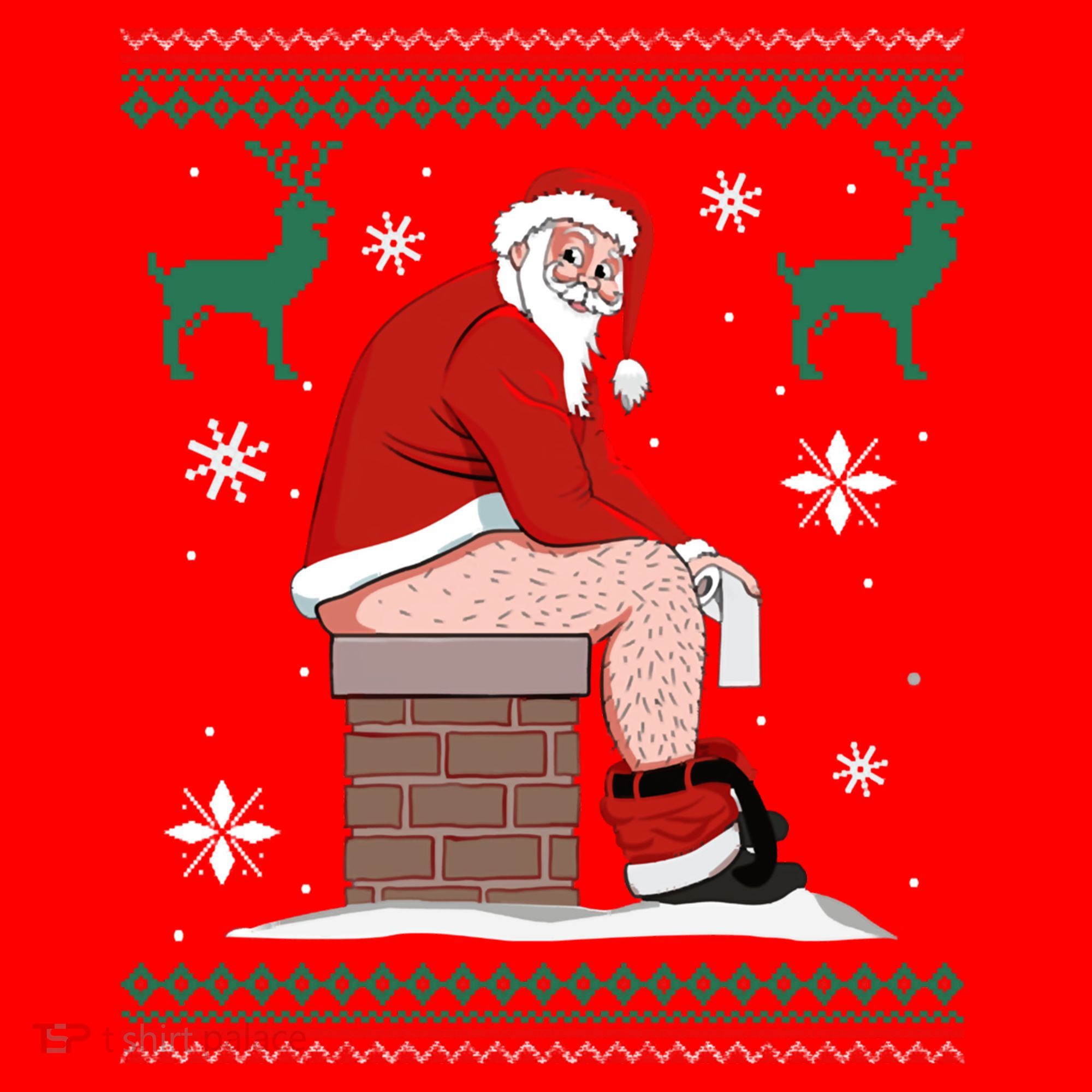 Santa Pooping Down The Chimney Ugly Christmas Sweater Meaningful Gift Santa Hat