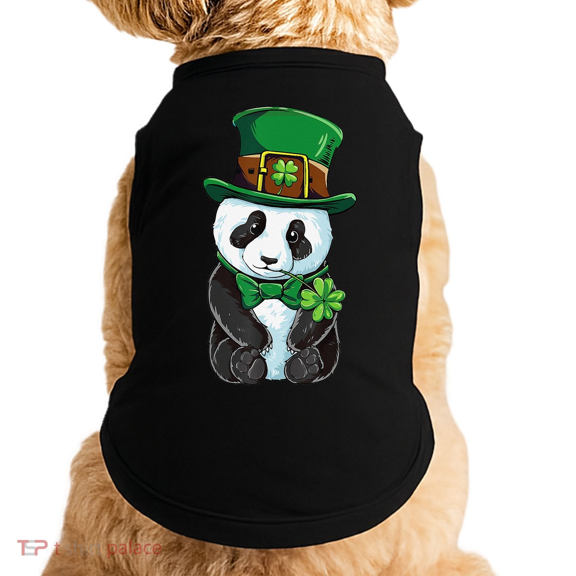 St Patricks Day Leprechaun Panda Cute Irish Shamrock Doggie Tank