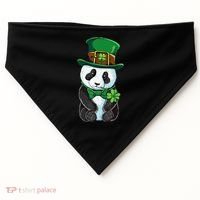 St Patricks Day Leprechaun Panda Cute Irish Shamrock USA-Made Doggie Bandana thumb 0