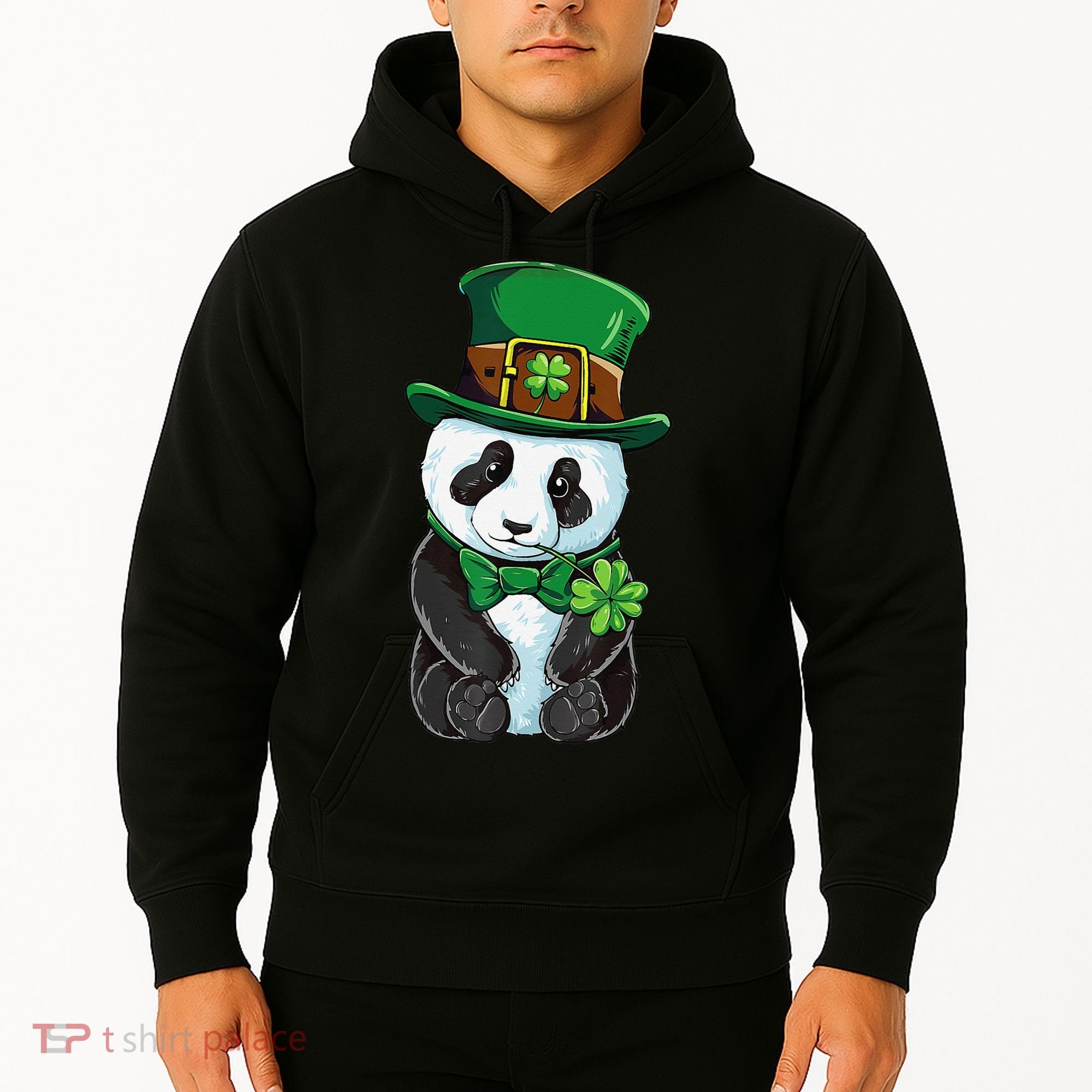 St Patricks Day Leprechaun Panda Cute Irish Shamrock Hoodie