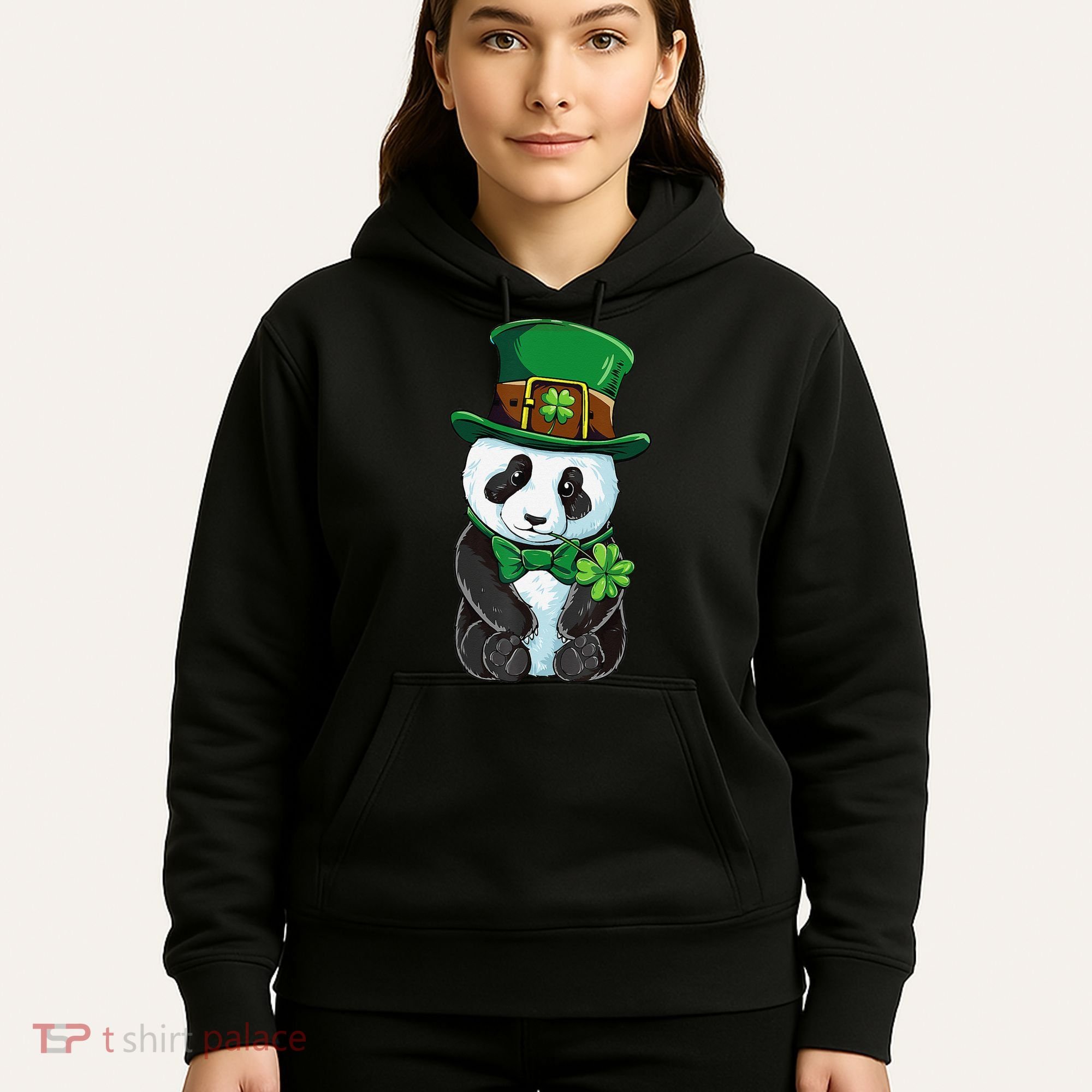 St Patricks Day Leprechaun Panda Cute Irish Shamrock Hoodie
