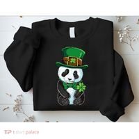 St Patricks Day Leprechaun Panda Cute Irish Shamrock Sweatshirt thumb 2