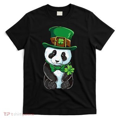 St Patricks Day Leprechaun Panda Cute Irish Shamrock T-Shirt