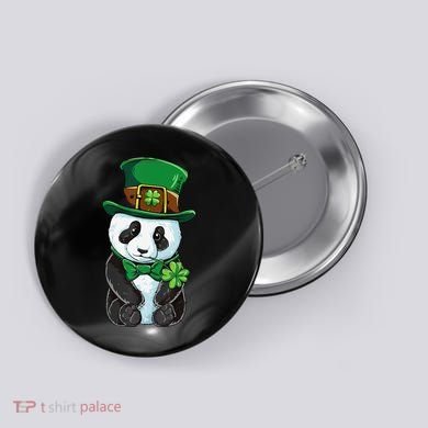 St Patricks Day Leprechaun Panda Cute Irish Shamrock Button