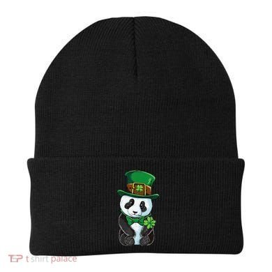 St Patricks Day Leprechaun Panda Cute Irish Shamrock Beanie