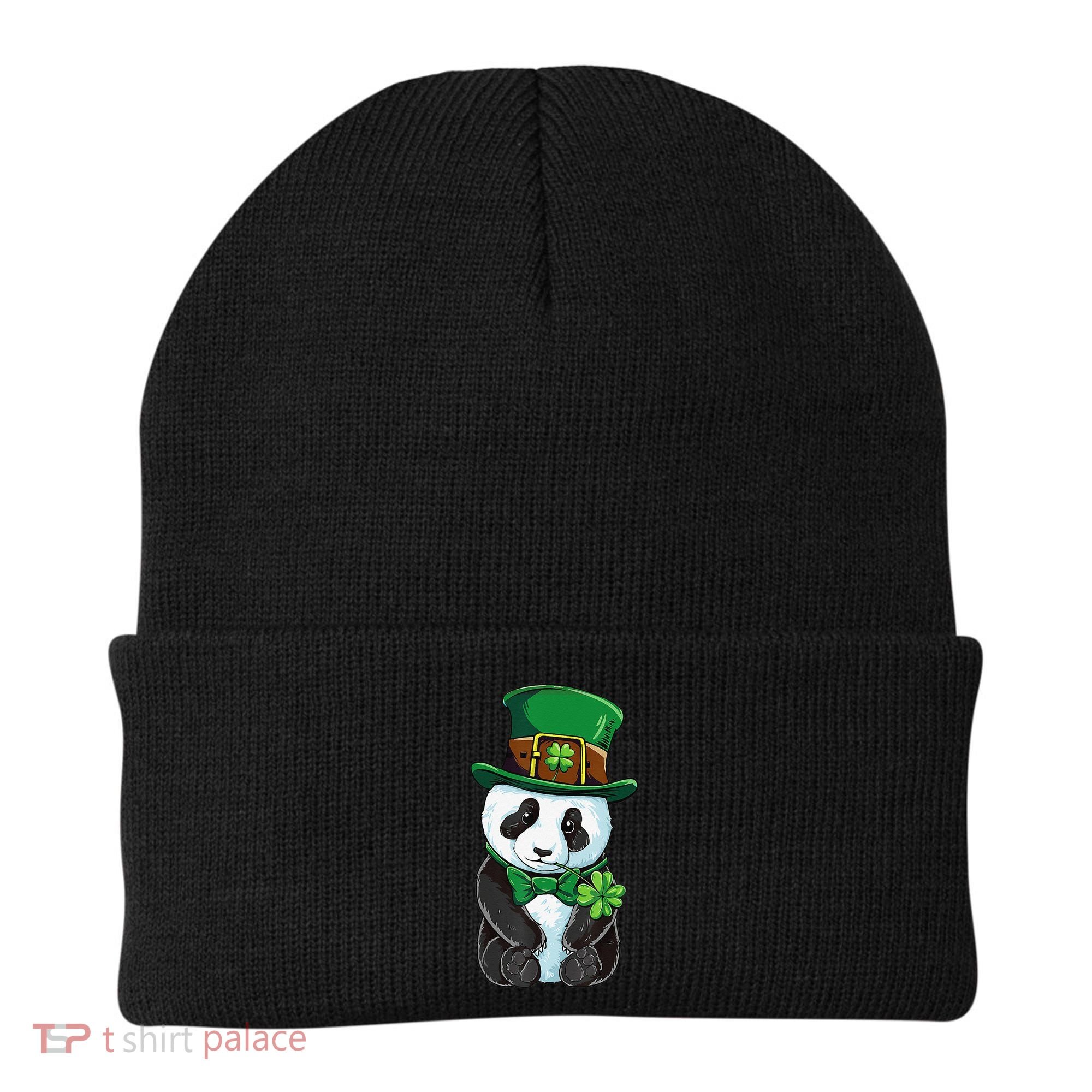 St Patricks Day Leprechaun Panda Cute Irish Shamrock Beanie