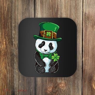 St Patricks Day Leprechaun Panda Cute Irish Shamrock Coaster
