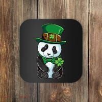 St Patricks Day Leprechaun Panda Cute Irish Shamrock Coaster thumb 0