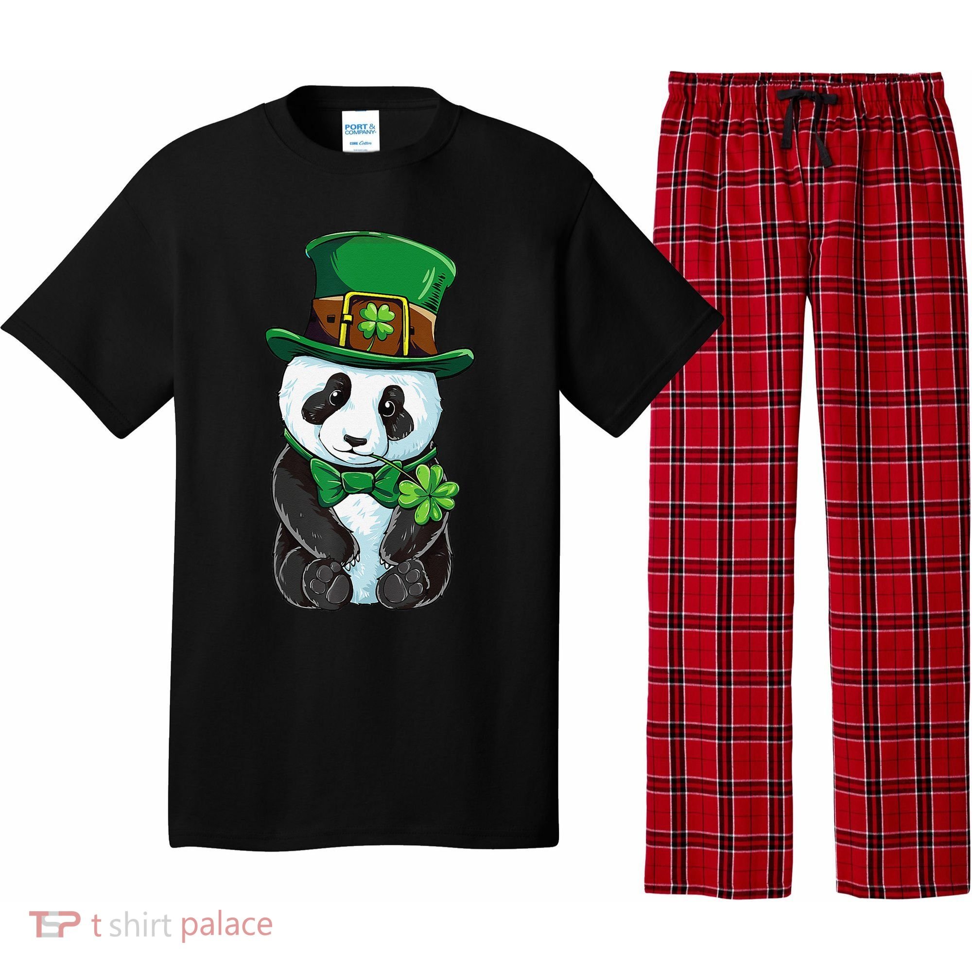St Patricks Day Leprechaun Panda Cute Irish Shamrock Pajama Set