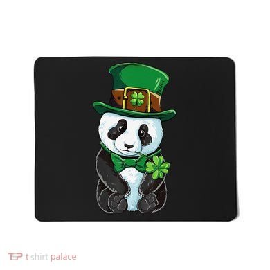 St Patricks Day Leprechaun Panda Cute Irish Shamrock Mousepad
