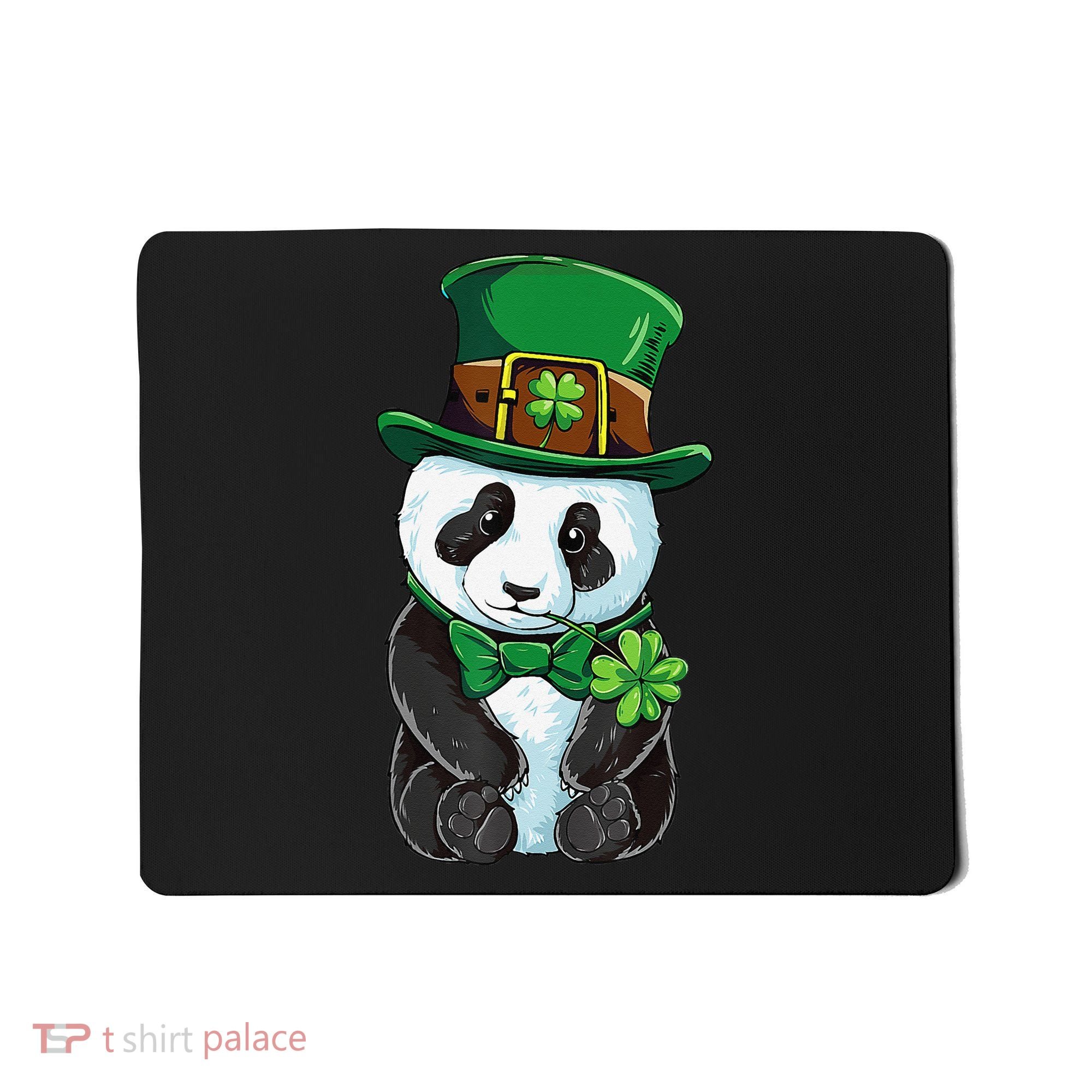 St Patricks Day Leprechaun Panda Cute Irish Shamrock Mousepad