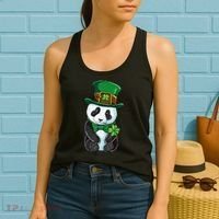St Patricks Day Leprechaun Panda Cute Irish Shamrock Women's Tank Top thumb 2