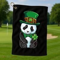 St Patricks Day Leprechaun Panda Cute Irish Shamrock Golf Towel thumb 1