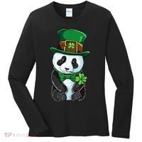 St Patricks Day Leprechaun Panda Cute Irish Shamrock Women's Long Sleeve Shirt thumb 0