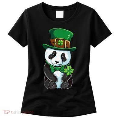 St Patricks Day Leprechaun Panda Cute Irish Shamrock Women's T-Shirt