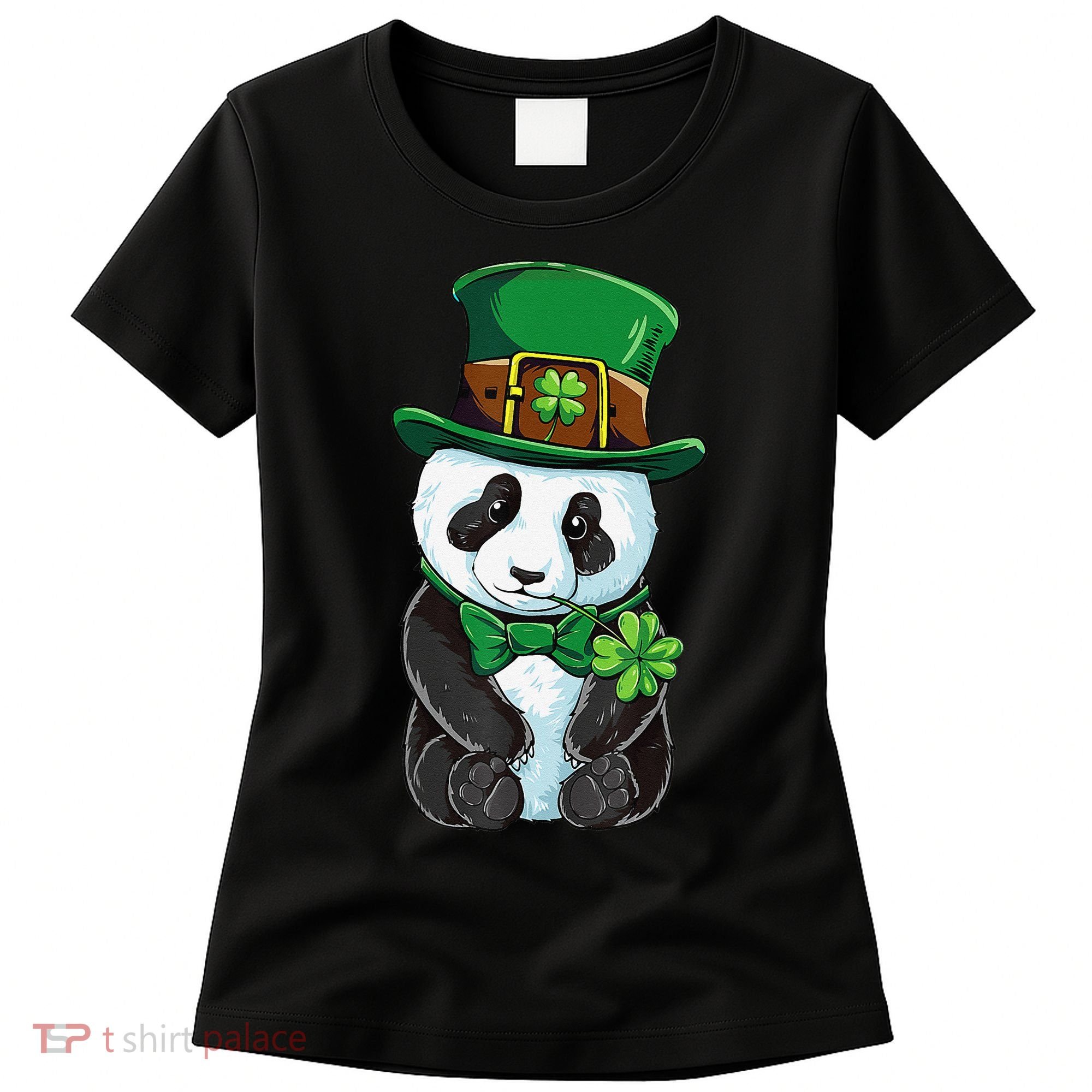 St Patricks Day Leprechaun Panda Cute Irish Shamrock Women's T-Shirt