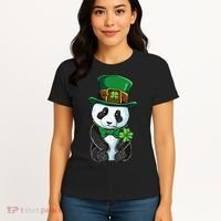 St Patricks Day Leprechaun Panda Cute Irish Shamrock Women's T-Shirt thumb 4
