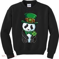 St Patricks Day Leprechaun Panda Cute Irish Shamrock Kids Sweatshirt thumb 0