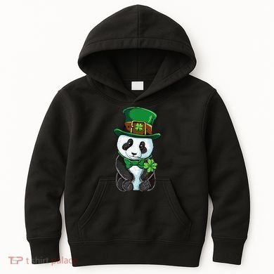 St Patricks Day Leprechaun Panda Cute Irish Shamrock Kids Hoodie