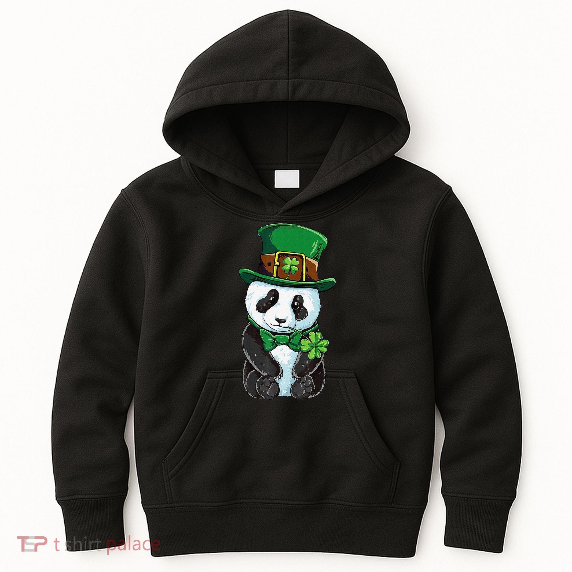 St Patricks Day Leprechaun Panda Cute Irish Shamrock Kids Hoodie