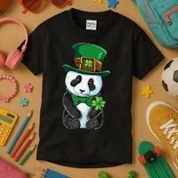 St Patricks Day Leprechaun Panda Cute Irish Shamrock Kids T-Shirt thumb 3