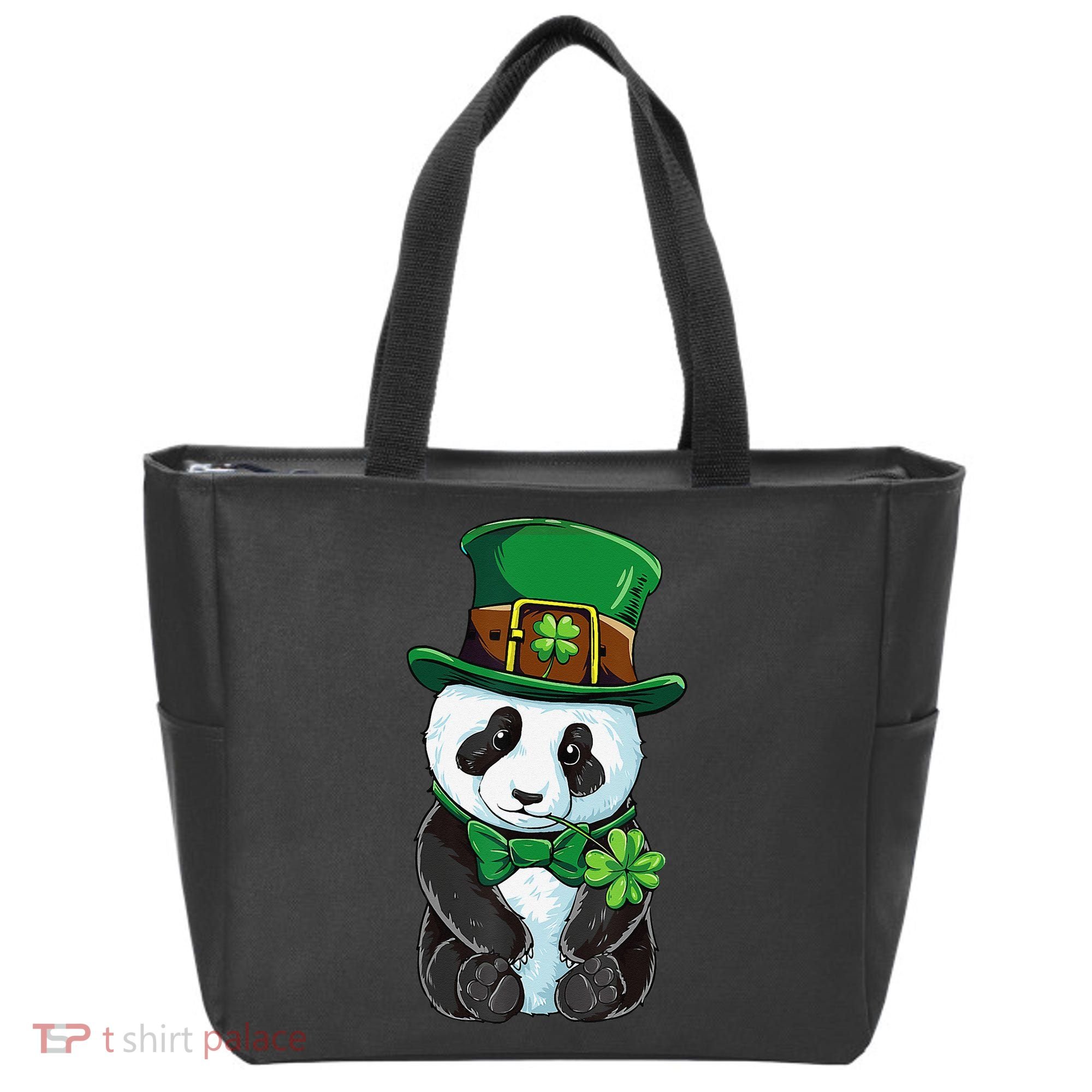 St Patricks Day Leprechaun Panda Cute Irish Shamrock Tote Bag