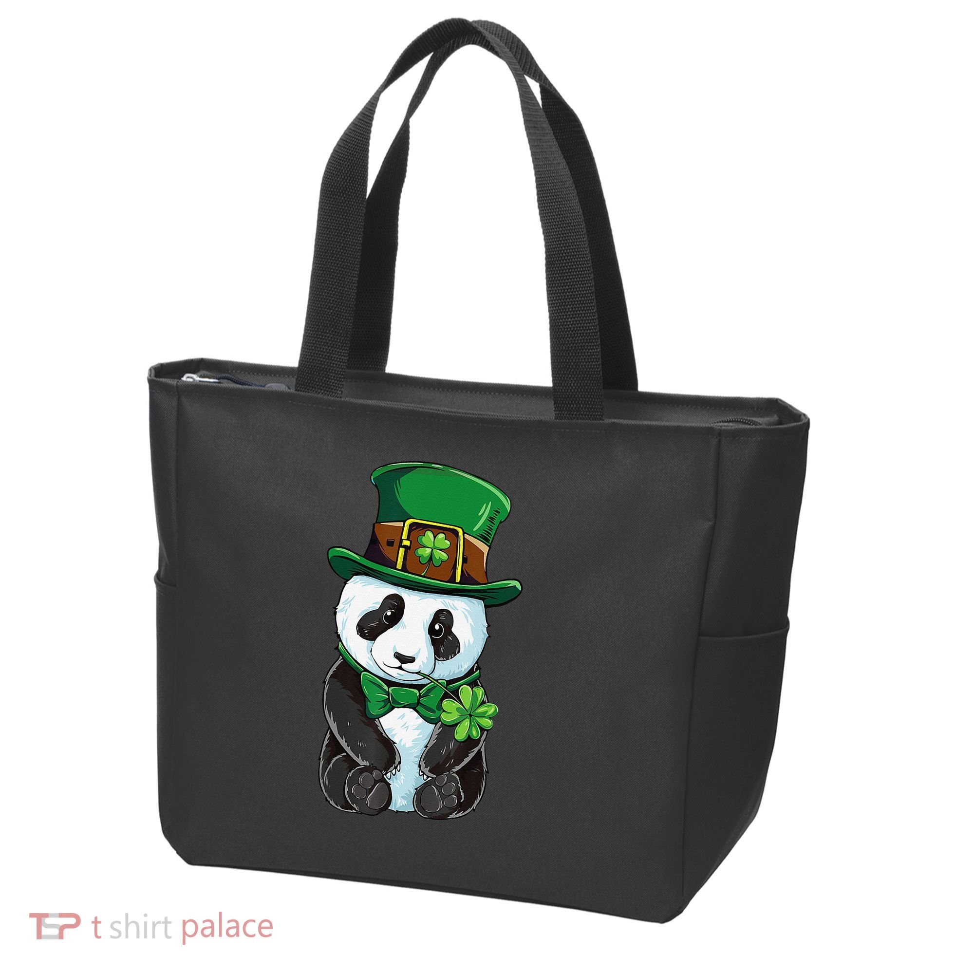 St Patricks Day Leprechaun Panda Cute Irish Shamrock Tote Bag