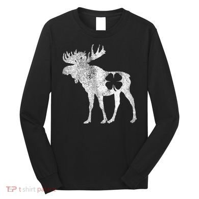 St. Patrick's Day Moose Irish Shamrock Saint Paddy's Long Sleeve Shirt