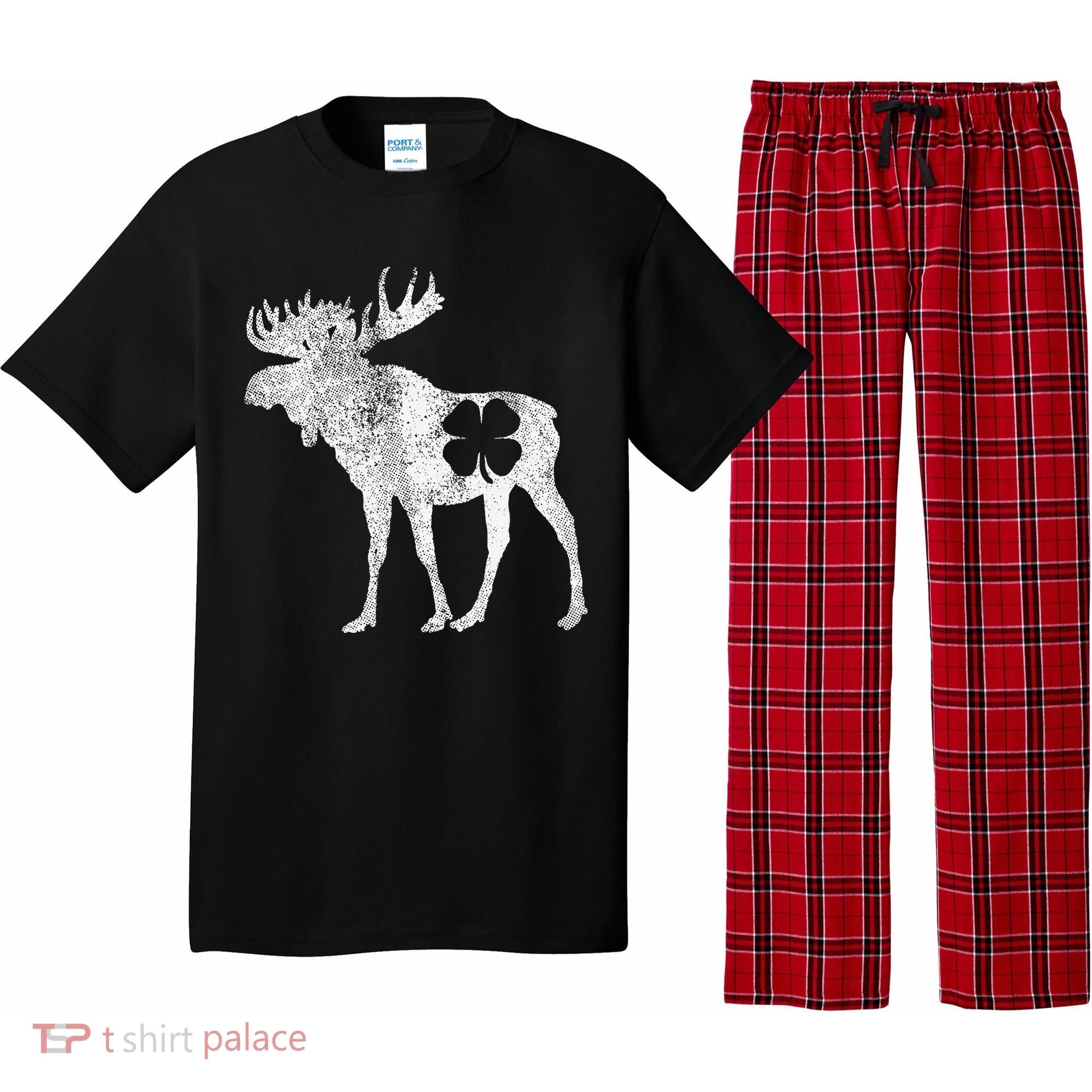 St. Patrick's Day Moose Irish Shamrock Saint Paddy's Pajama Set