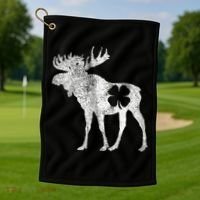 St. Patrick's Day Moose Irish Shamrock Saint Paddy's Golf Towel thumb 1