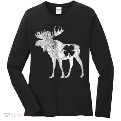St. Patrick's Day Moose Irish Shamrock Saint Paddy's Women's Long Sleeve Shirt
