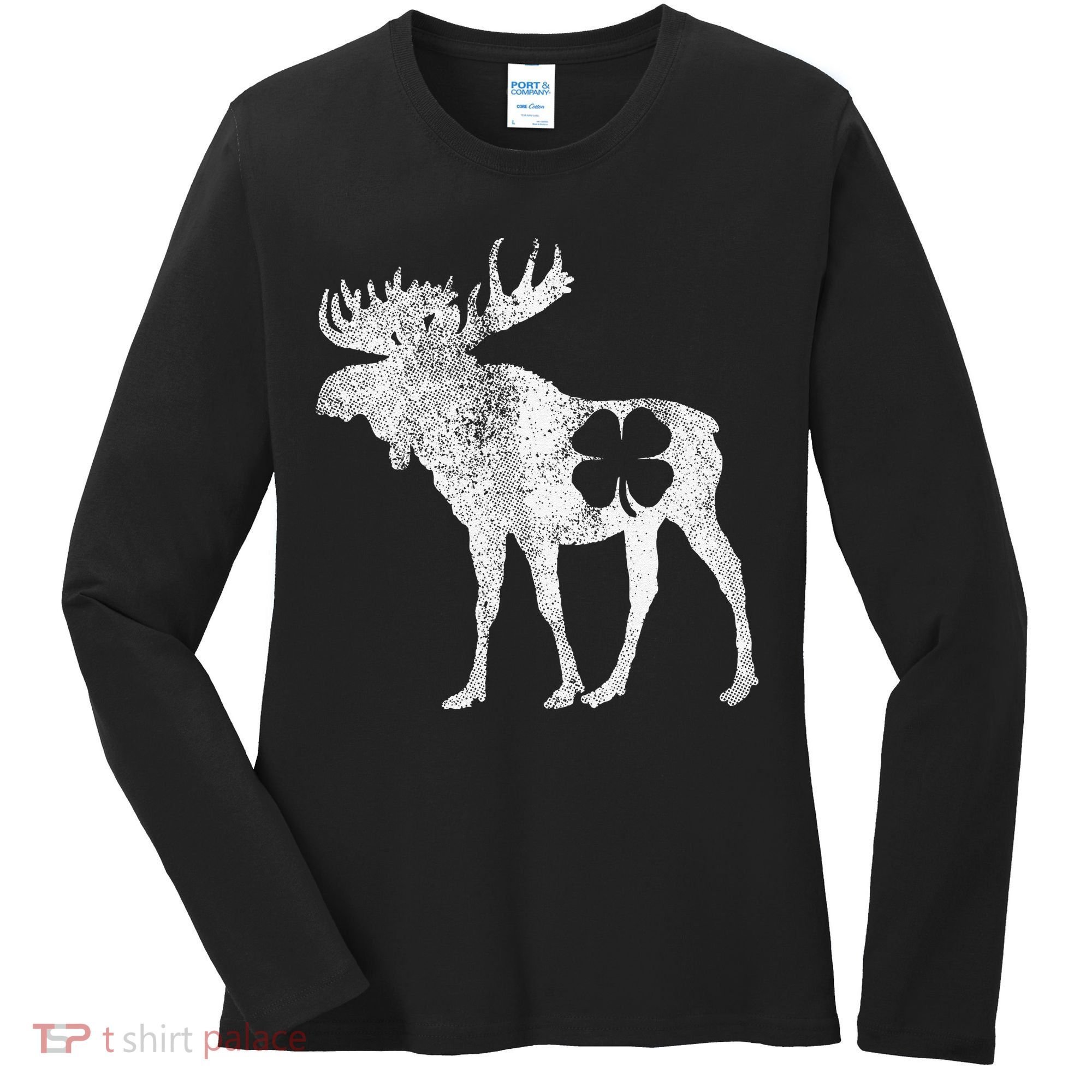 St. Patrick's Day Moose Irish Shamrock Saint Paddy's Women's Long Sleeve Shirt
