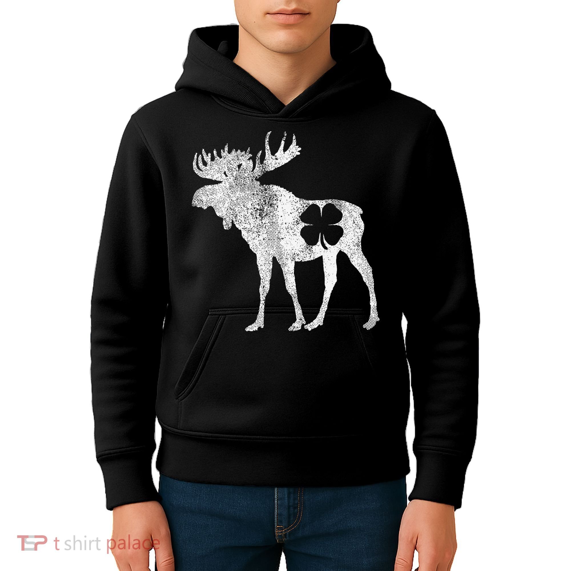 St. Patrick's Day Moose Irish Shamrock Saint Paddy's Kids Hoodie
