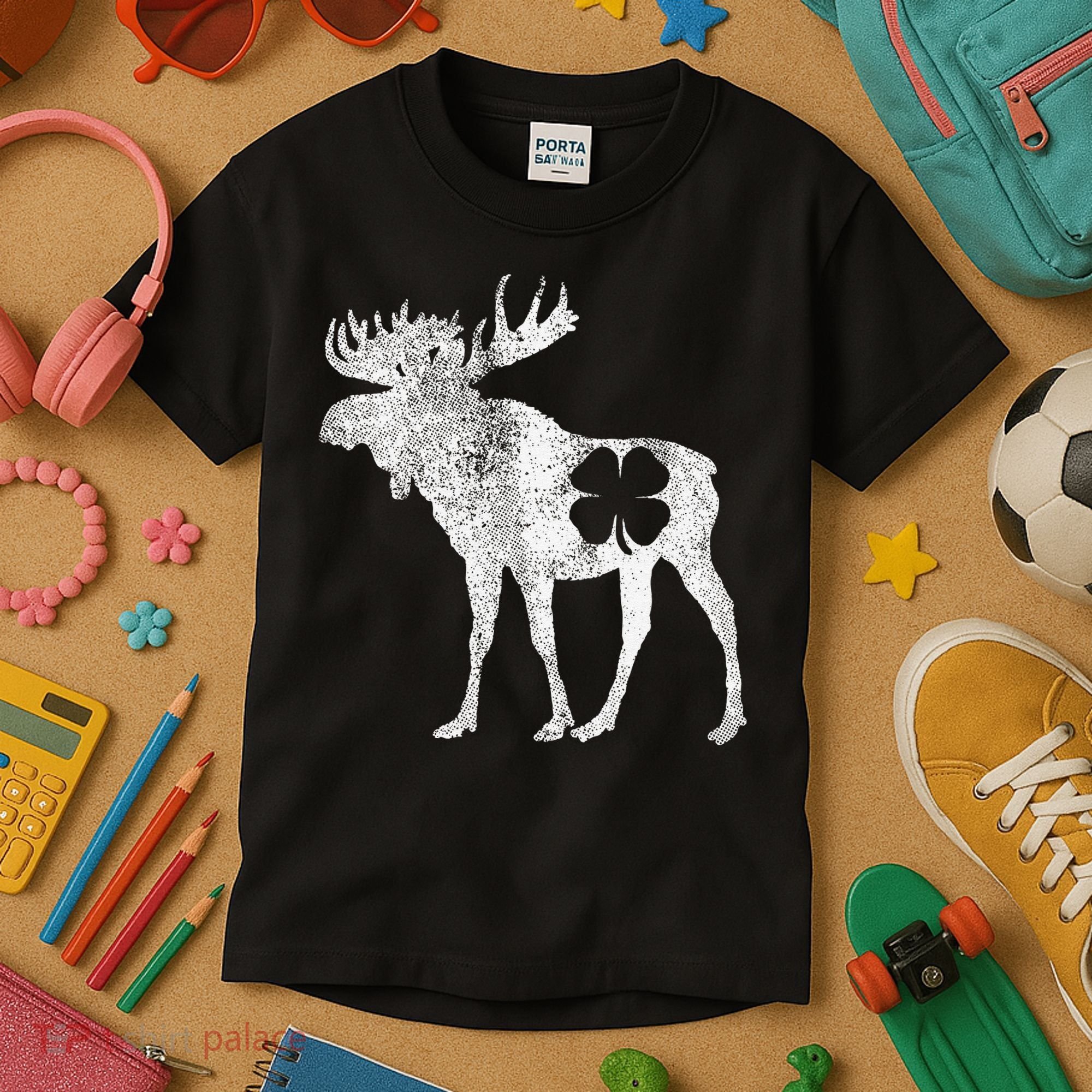 St. Patrick's Day Moose Irish Shamrock Saint Paddy's Kids T-Shirt