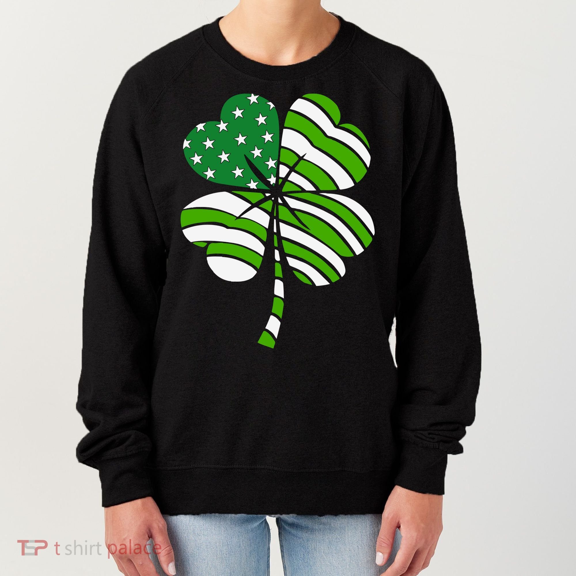St. Patricks Day Irish American Flag Ireland Shamrock Clover Women's Sweatshirt