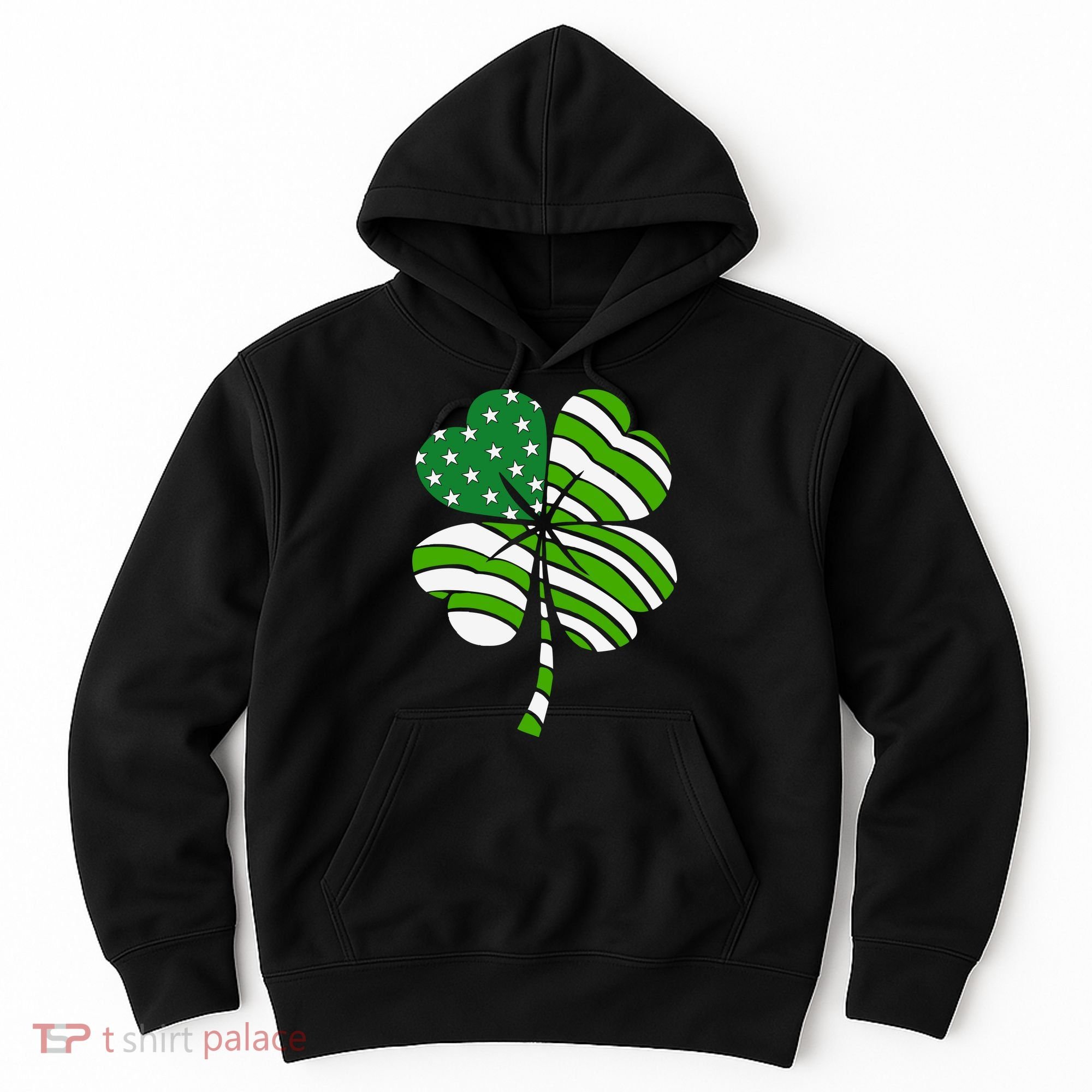 St. Patricks Day Irish American Flag Ireland Shamrock Clover Hoodie