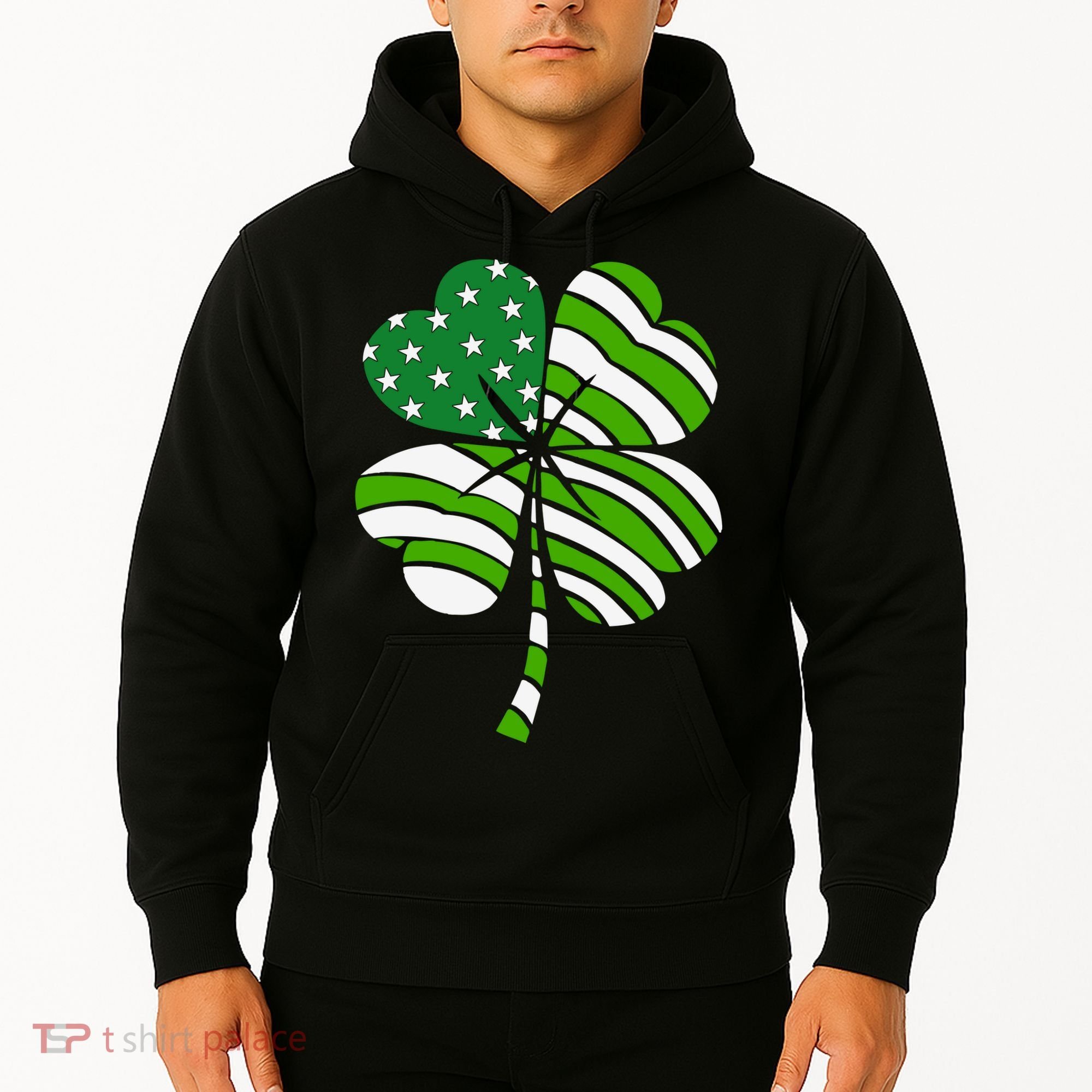 St. Patricks Day Irish American Flag Ireland Shamrock Clover Hoodie