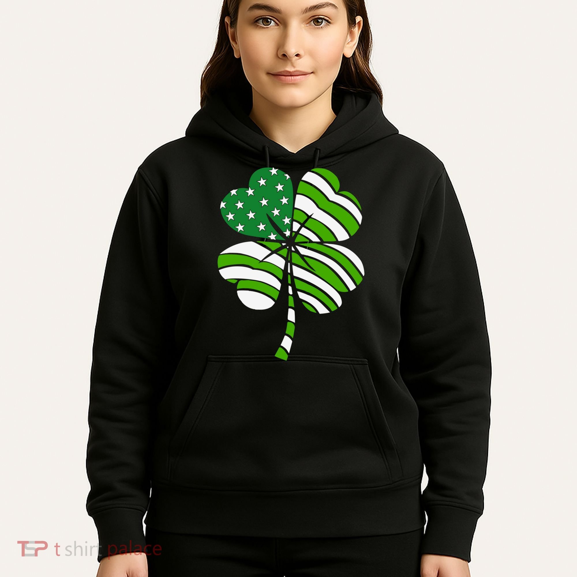 St. Patricks Day Irish American Flag Ireland Shamrock Clover Hoodie