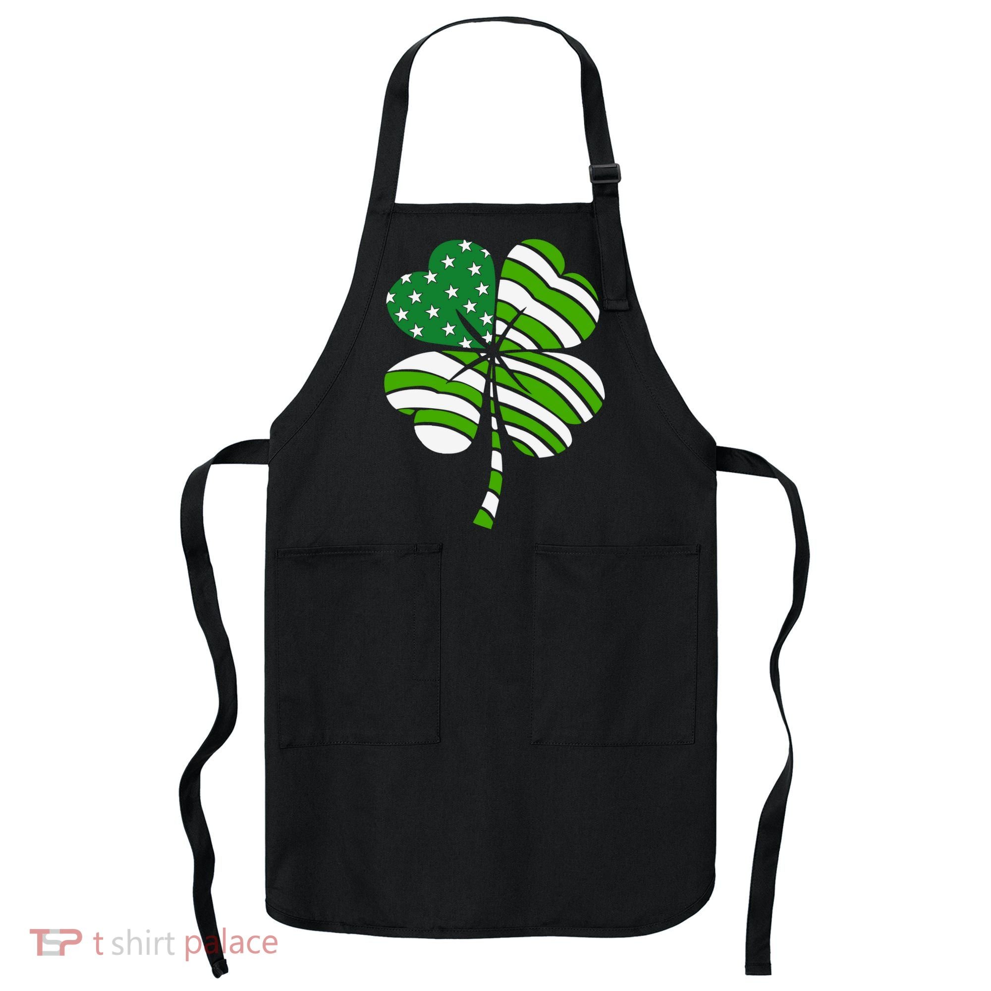 St. Patricks Day Irish American Flag Ireland Shamrock Clover Apron