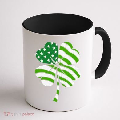 St. Patricks Day Irish American Flag Ireland Shamrock Clover Coffee Mug back