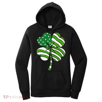 St. Patricks Day Irish American Flag Ireland Shamrock Clover Women's Hoodie