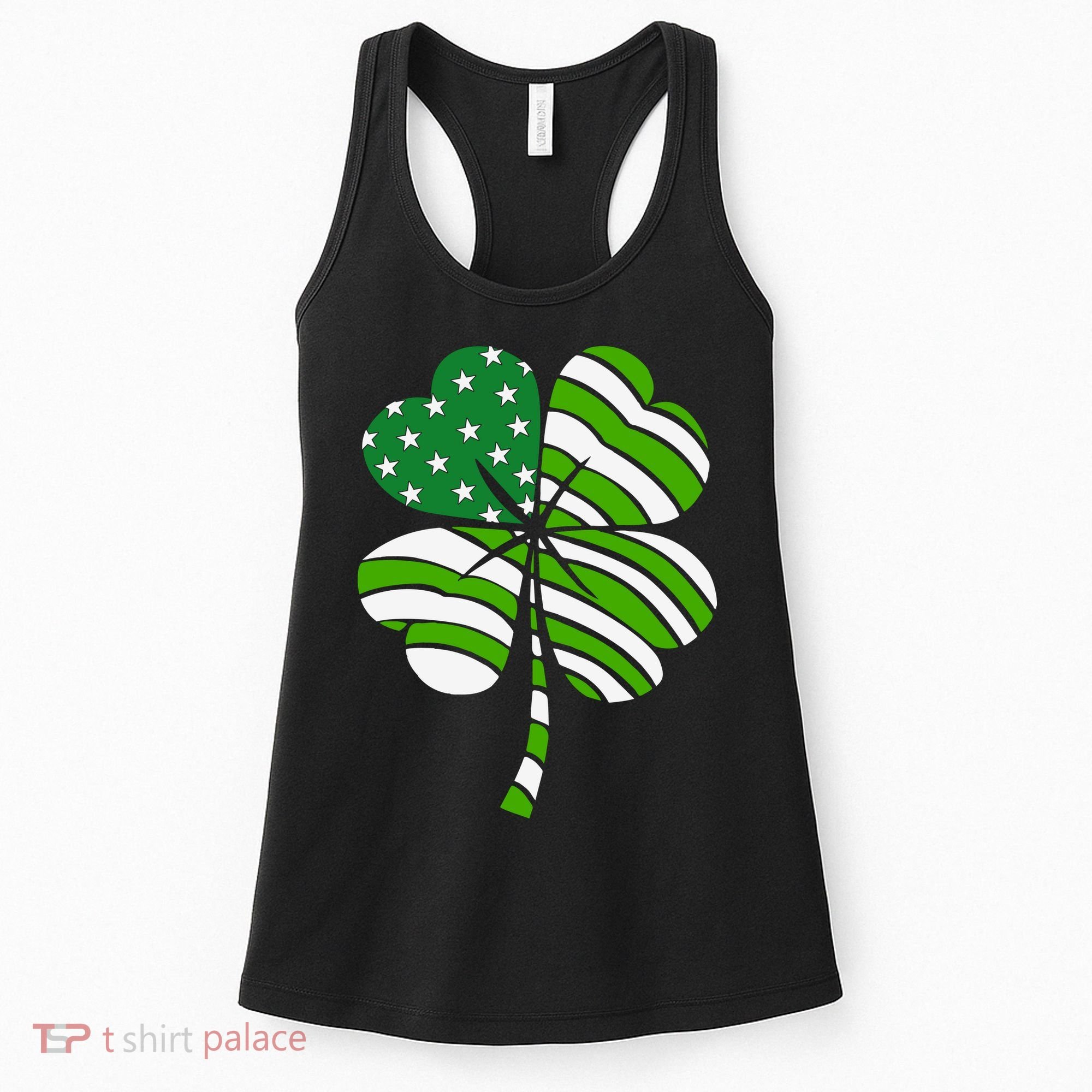 St. Patricks Day Irish American Flag Ireland Shamrock Clover Women's Tank Top