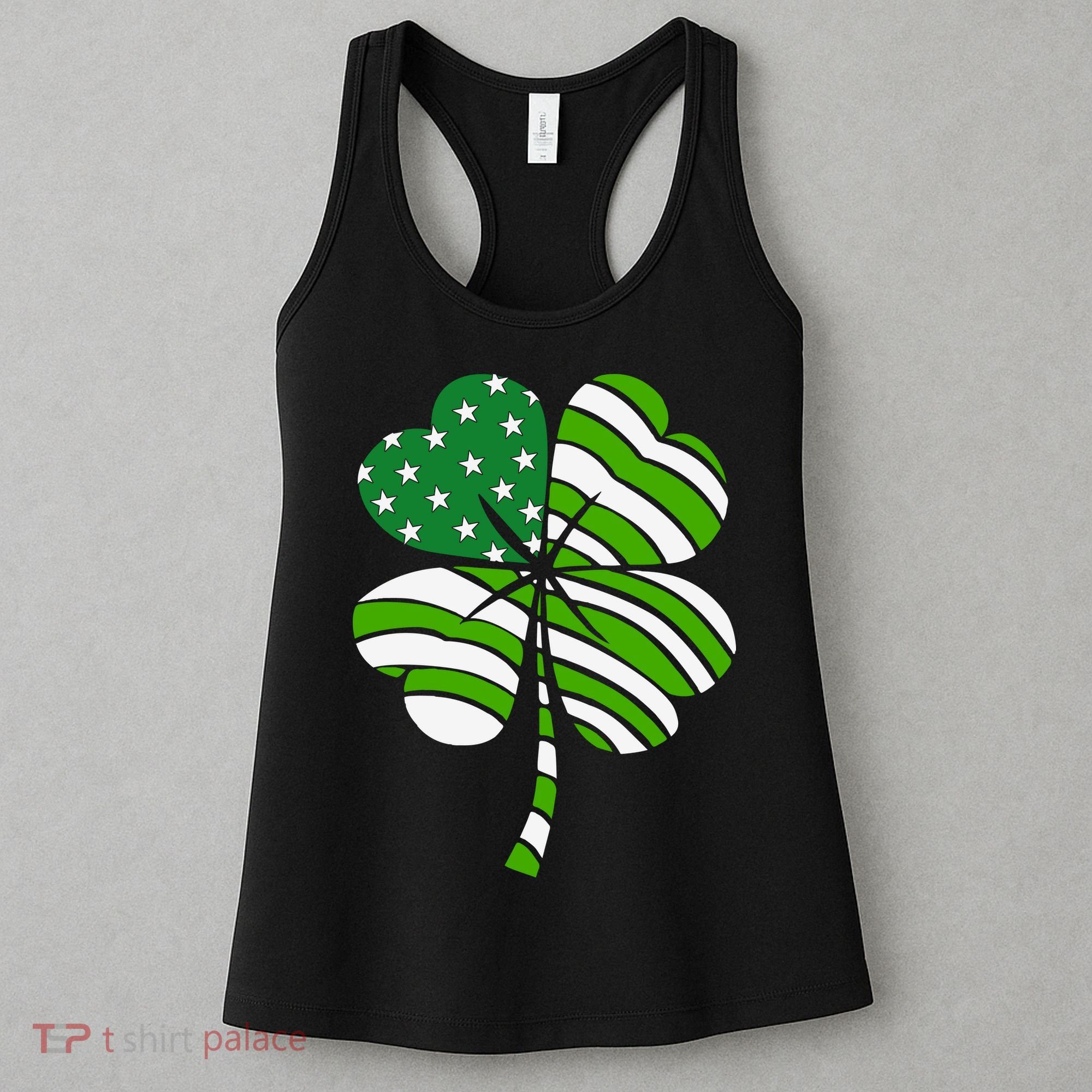 St. Patricks Day Irish American Flag Ireland Shamrock Clover Women's Tank Top