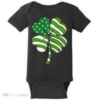 St. Patricks Day Irish American Flag Ireland Shamrock Clover Baby Bodysuit thumb 0