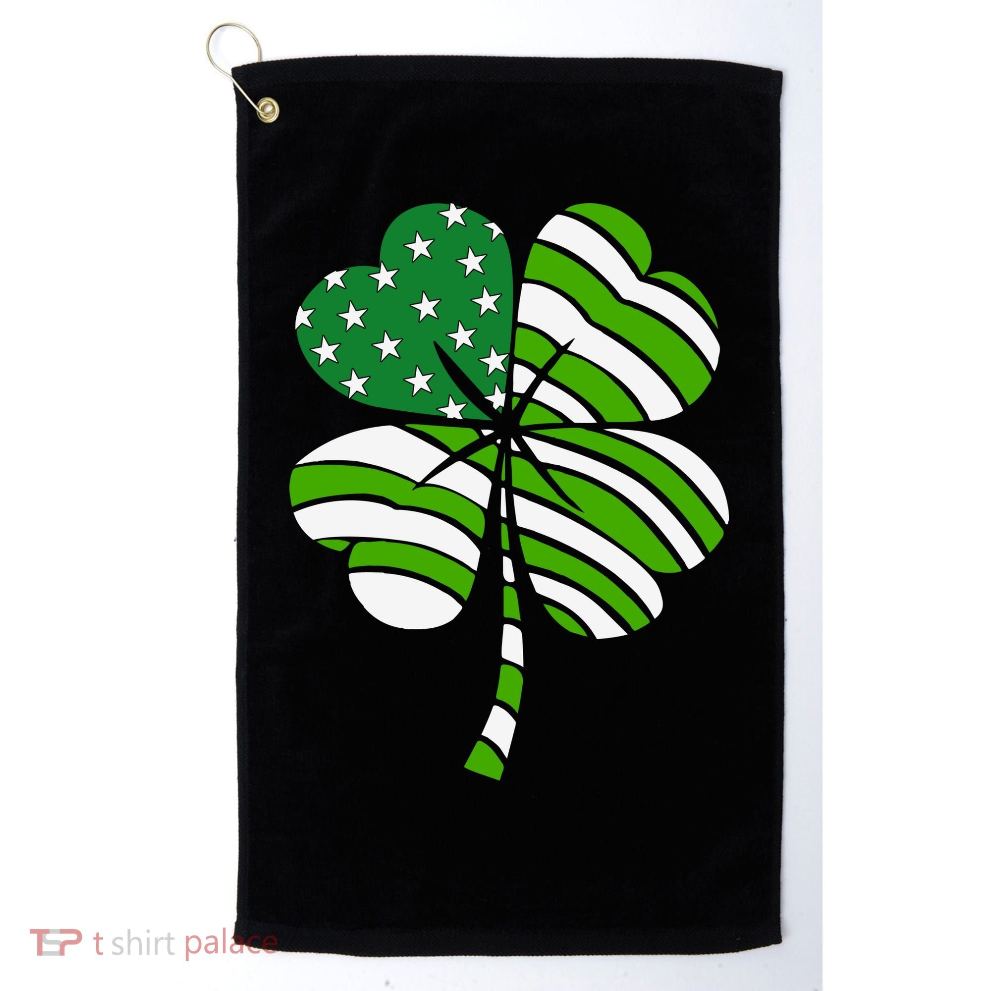 St. Patricks Day Irish American Flag Ireland Shamrock Clover Golf Towel