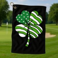 St. Patricks Day Irish American Flag Ireland Shamrock Clover Golf Towel thumb 1
