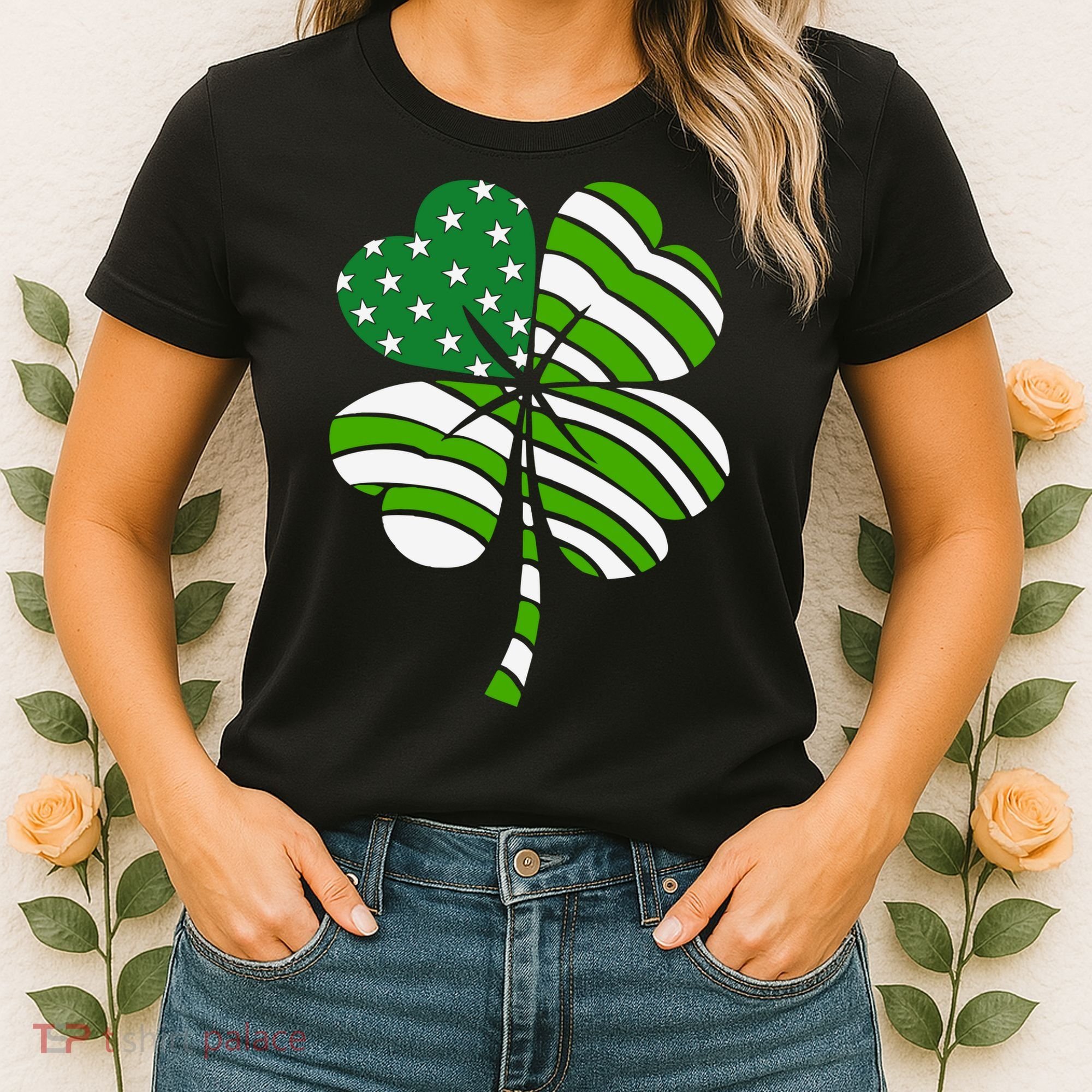 St. Patricks Day Irish American Flag Ireland Shamrock Clover Women's T-Shirt