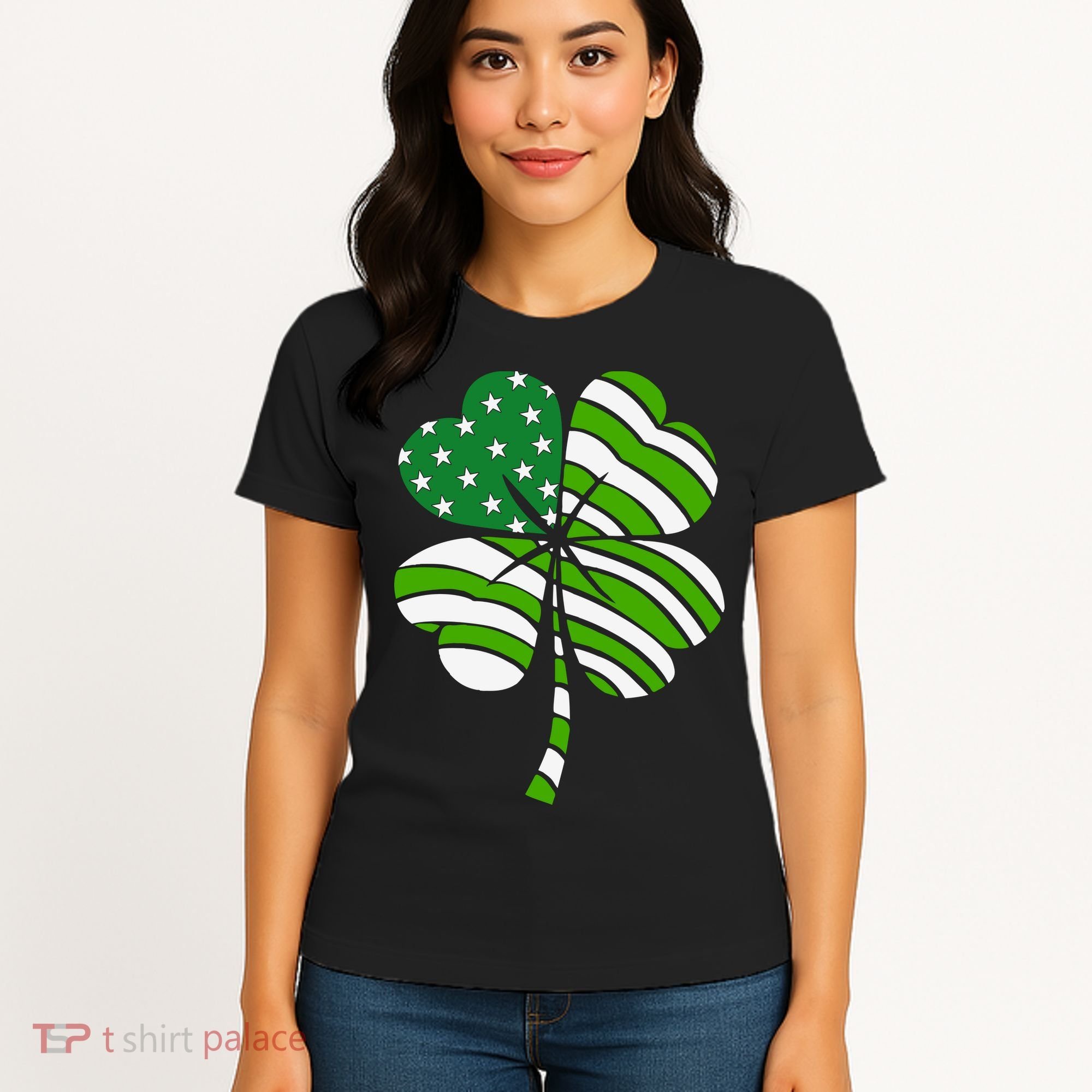 St. Patricks Day Irish American Flag Ireland Shamrock Clover Women's T-Shirt