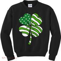 St. Patricks Day Irish American Flag Ireland Shamrock Clover Kids Sweatshirt thumb 0